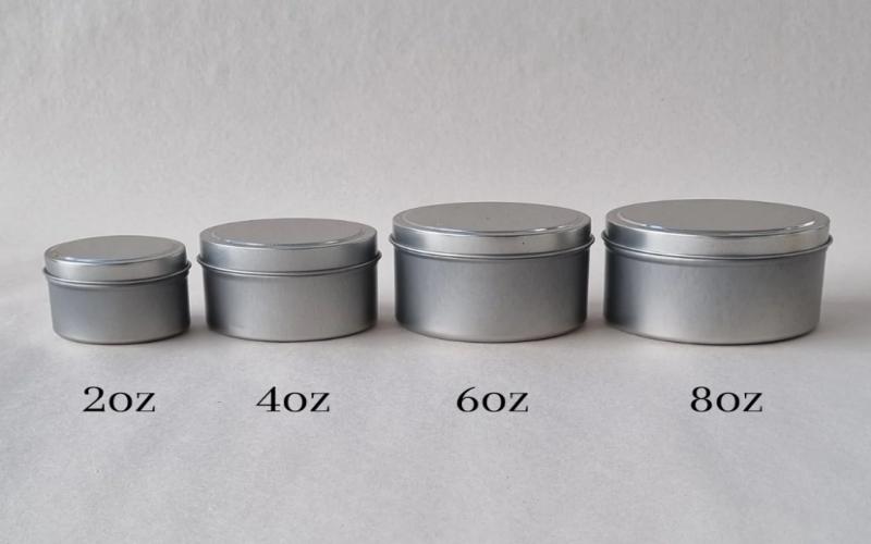 Candle tins in various sizes