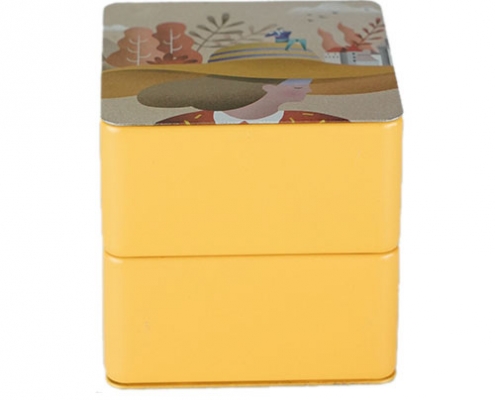 square cosmetic storage tin