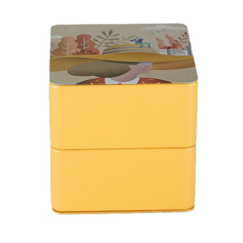 square cosmetic storage tin