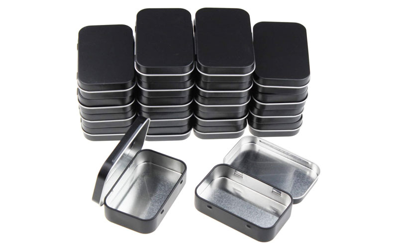 Black tin containers 62