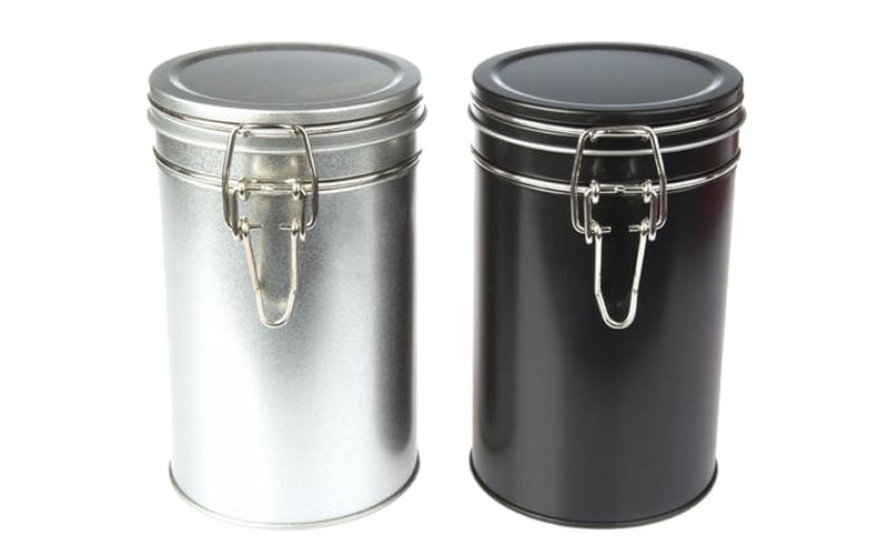 Coffee Tin Container with Metal Clip Lid