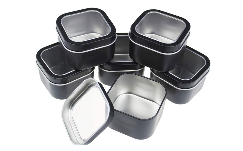 Square Metal tins with Clear Window