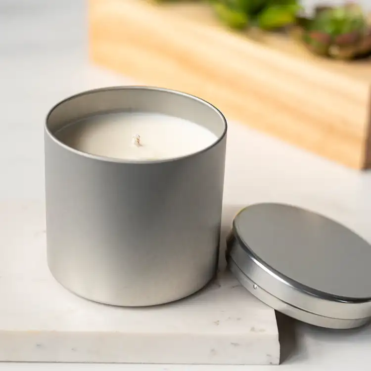 The weight of a silver candle tin aligns with your brand image