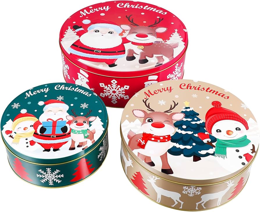 Round Christmas cookie tins Bulk