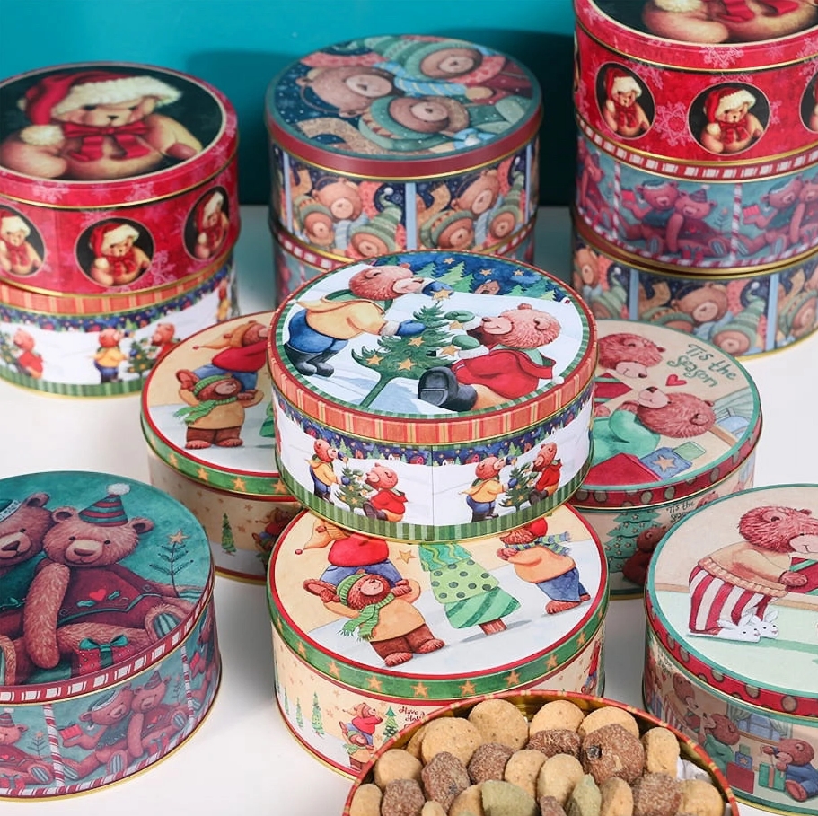 Medium-sized family-size cookie tins