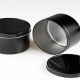 Glossy black tins