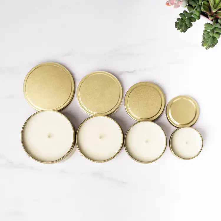 Size and Shape of Gold Round Tin Cans for Lip Balms and Cosmetic Samples