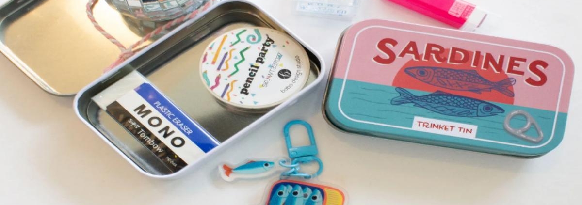 hinged lid stationery tins