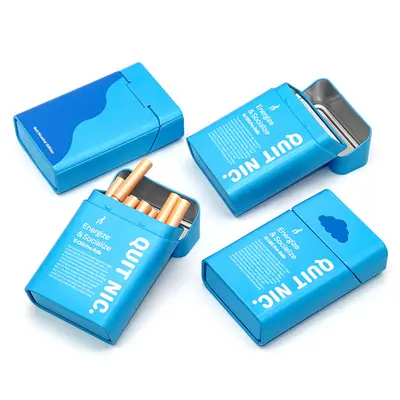 Tin cigarette can with hinged lid