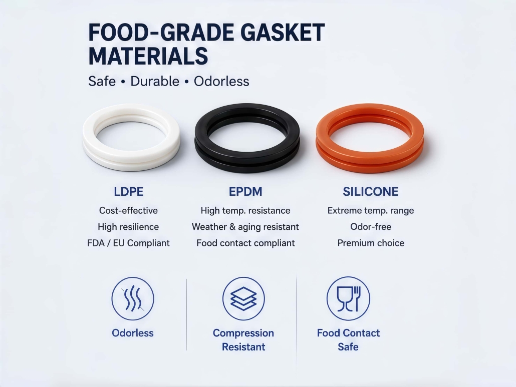 Sealing gaskets in coffee and tea cans