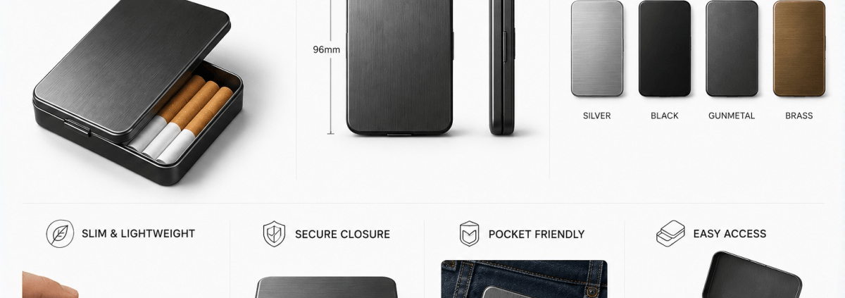 portable, slim cigarette tin