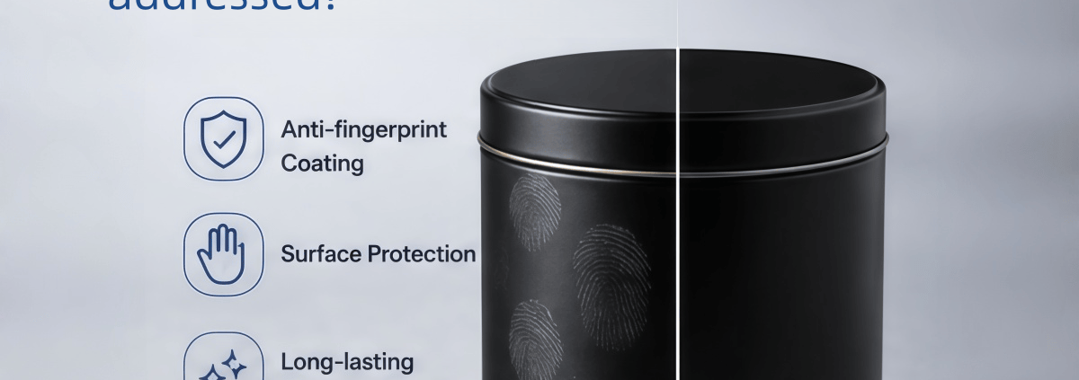 How can the issue of visible fingerprints and smudges on custom black tin be addressed