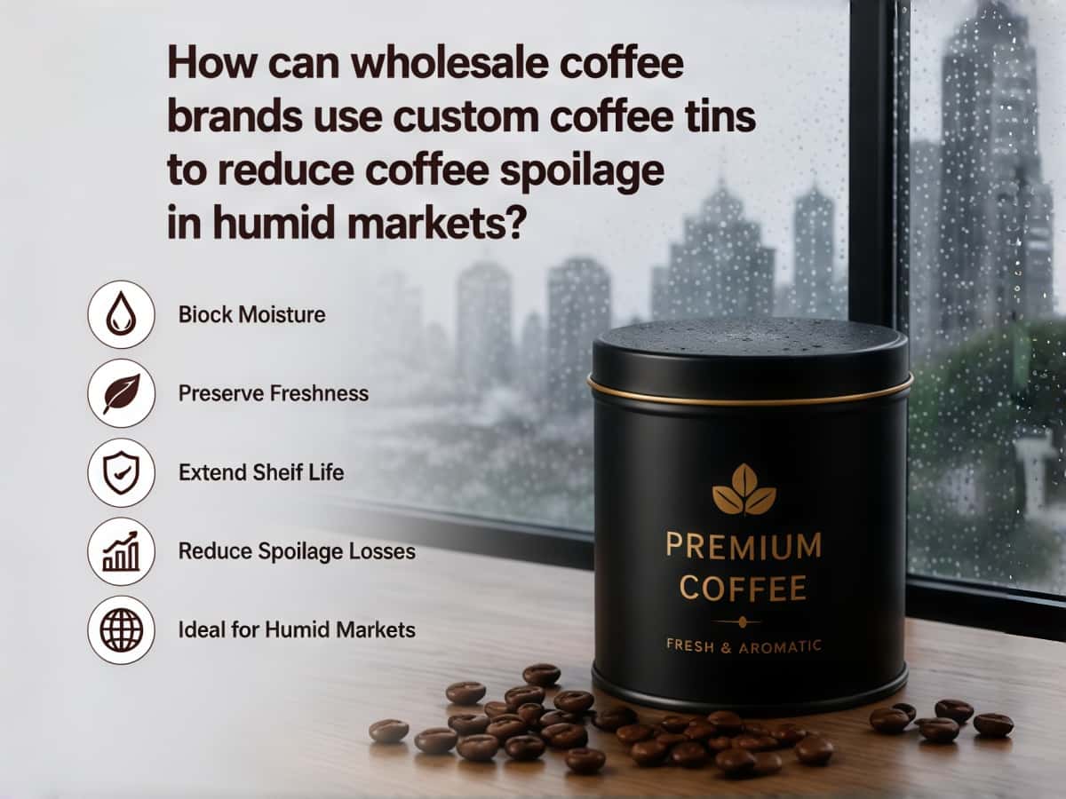 How can wholesale coffee brands use custom coffee tins to reduce coffee spoilage in humid markets