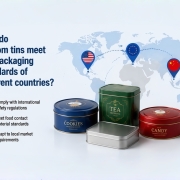 How do custom tins meet the packaging standards of different countries