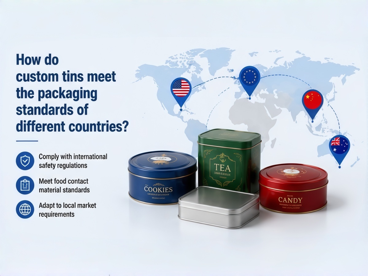 How do custom tins meet the packaging standards of different countries