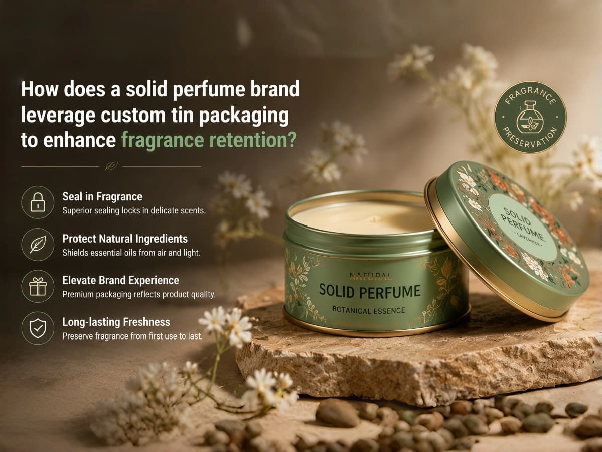 How does a solid perfume brand leverage custom tin packaging to enhance fragrance retention