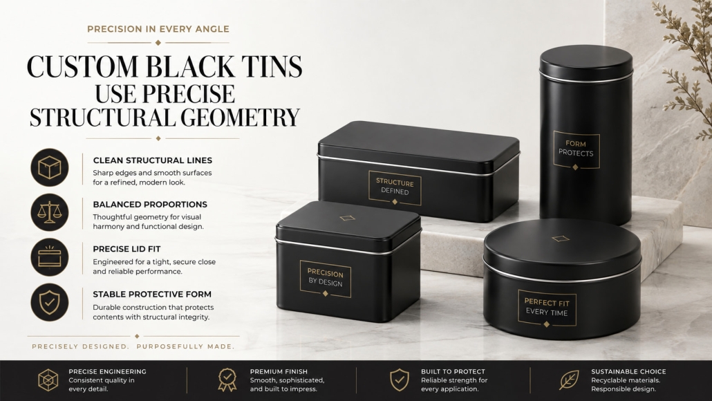 Custom Black Tins Use Precise Structural Geometry
