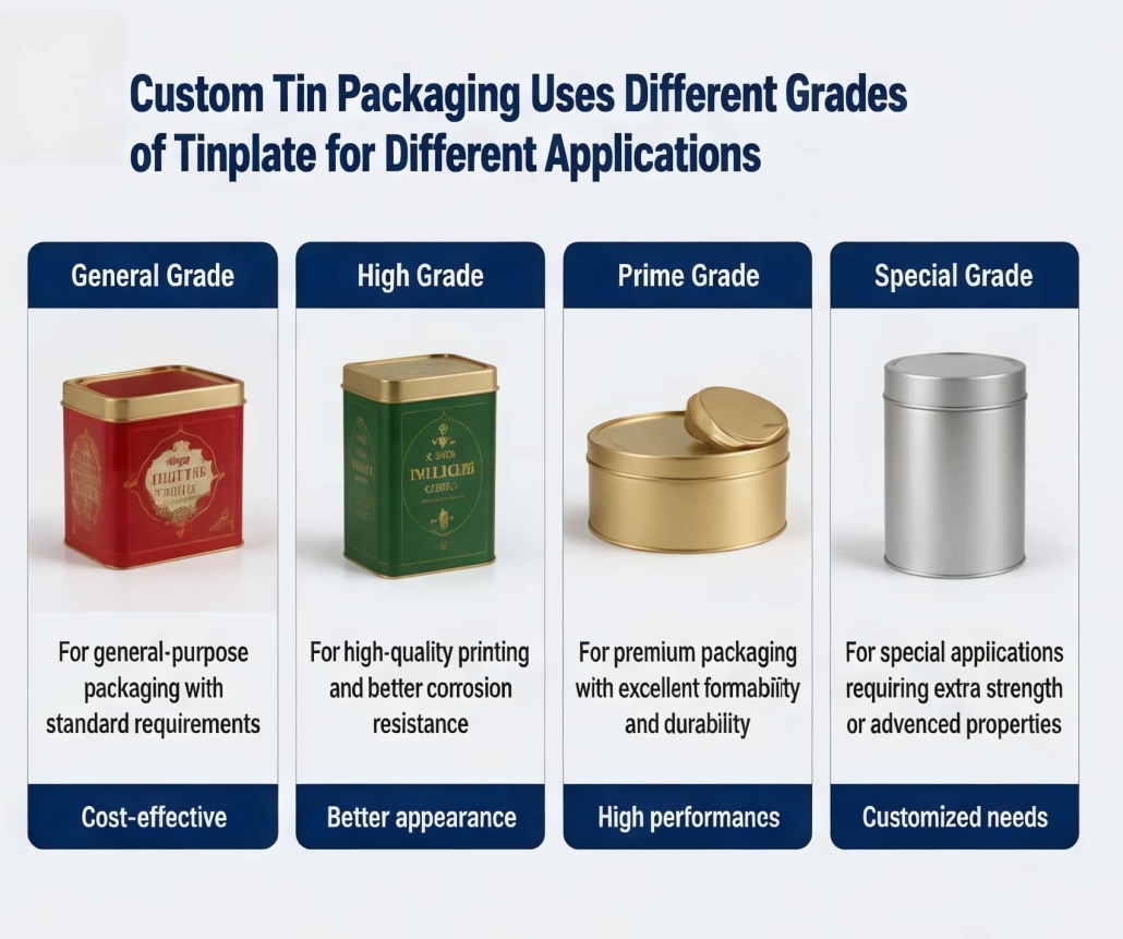 Custom Tin Packaging Uses Different Grades of Tinplate for Different Applications