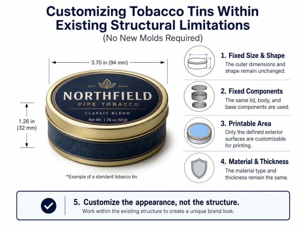 Customizing Tobacco Tins Within Existing Structural Limitations