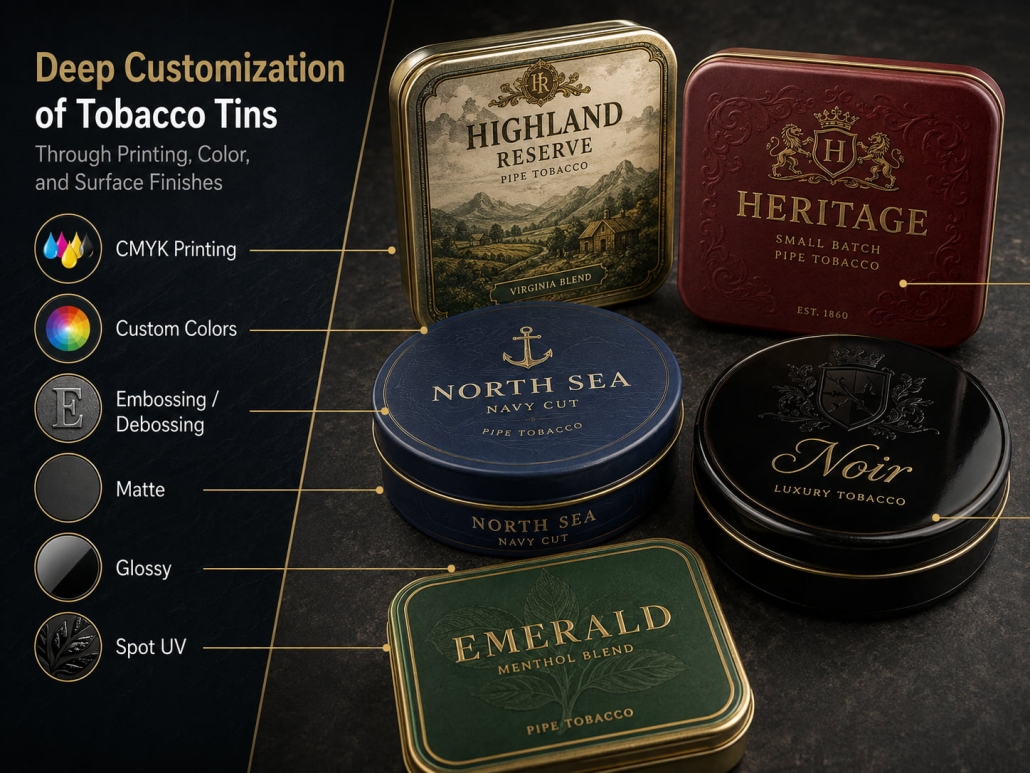 Deep Customization of Tobacco Tins Through Printing, Color, and Surface Finishes