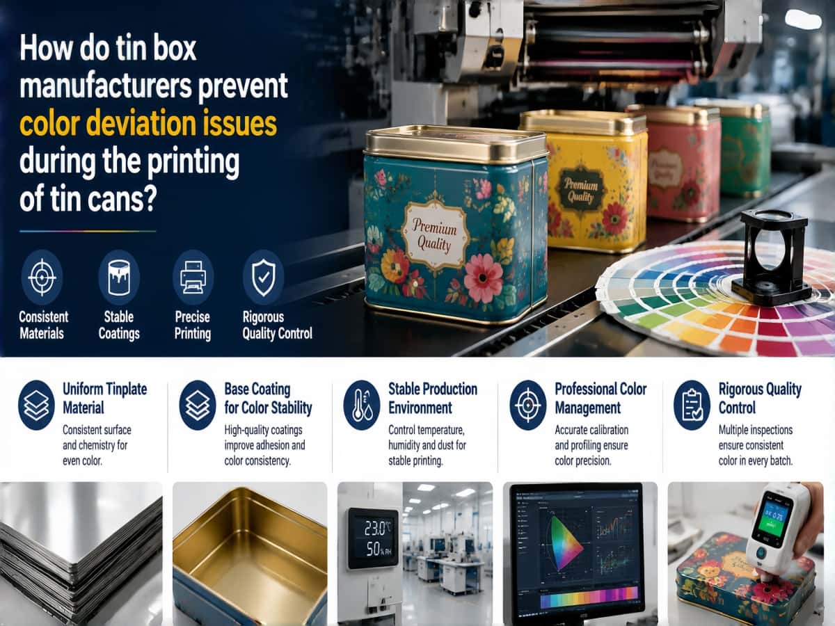 How do tin box manufacturers prevent color deviation issues during the printing of tin cans