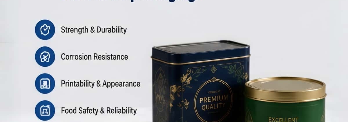 How does the grade of tinplate raw material affect the quality of custom tin packaging