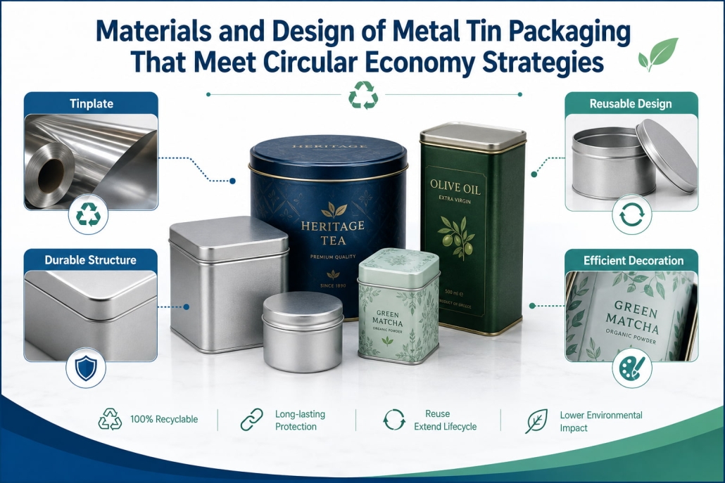 Materials and Design of Metal Tin Packaging That Meet Circular Economy Strategies