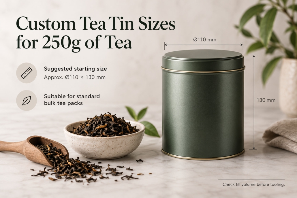 Custom Tea Tin Sizes for 250g of Tea