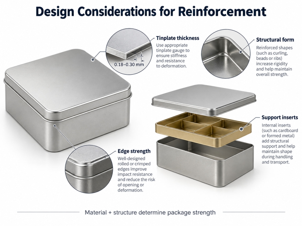 Design Considerations for Metal Materials and Structures in Reinforcing Custom Tin Packaging