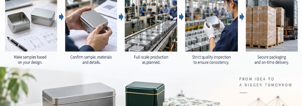 How Does a Tin Box Manufacturer Handle a 100,000-Piece Order from Sampling to Shipment