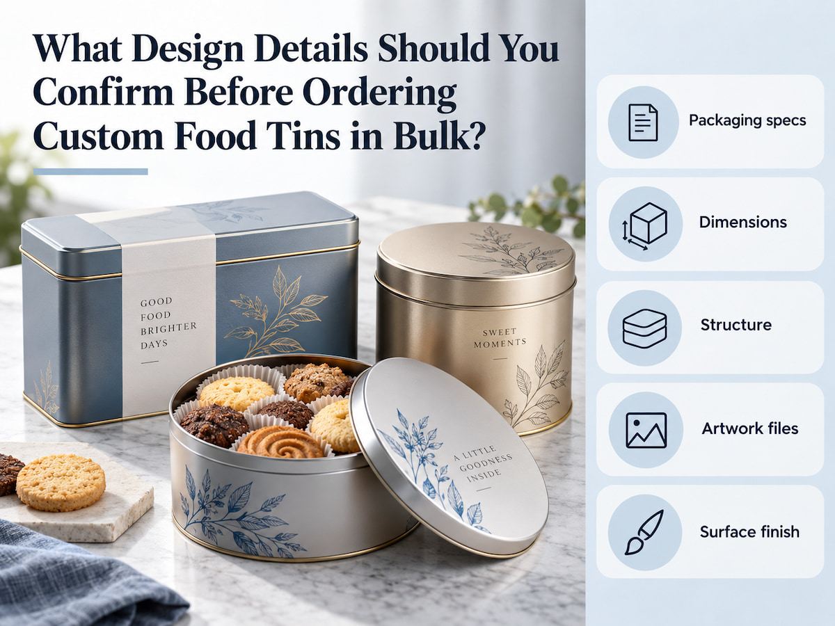 What Design Details Should You Confirm Before Ordering Custom Food Tins in Bulk