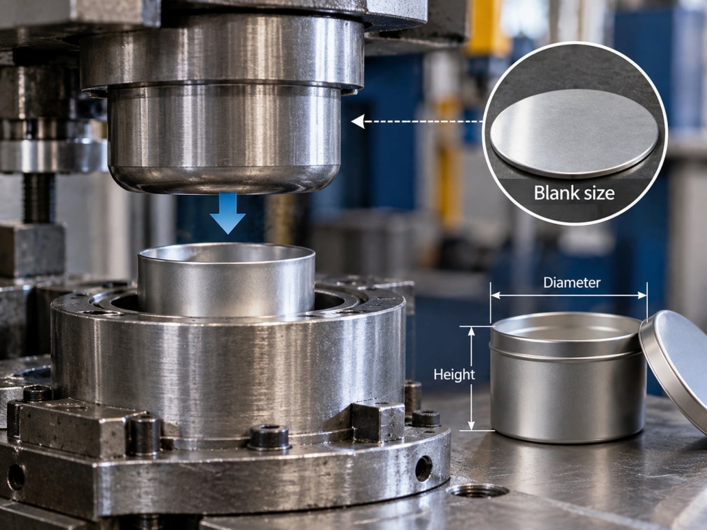 Candle Tin Dimensions Depend on Blank Size, Die Geometry, and Drawing